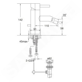 Steinberg 100 - Mitigeur de bidet avec vidage, rose gold 100 1300 RG