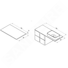 Ravak Balance - Plaque d'évier 1200x465x16 mm, blanc brillant X000001372