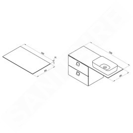 Ravak Comfort - Plaque d'évier 1200x460x16 mm, blanc brillant X000001381