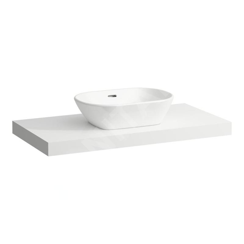 Laufen Lani - Comptoir pour lavabo, 99 cm, découpe au centre, blanc mat H4046611122601