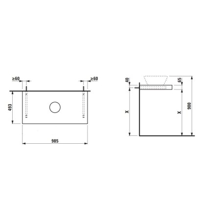 Laufen Lani - Comptoir pour lavabo, 99 cm, découpe au centre, blanc mat H4046611122601
