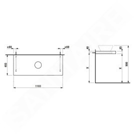 Laufen Lani - Comptoir pour lavabo, 118 cm, découpe au centre, blanc mat H4046711122601