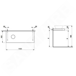 Laufen Lani - Comptoir pour lavabo, 118 cm, découpe à gauche, gris H4046721122661