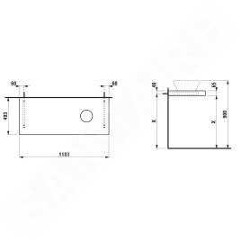 Laufen Lani - Comptoir pour lavabo, 118 cm, découpe à droite, gris H4046731122661