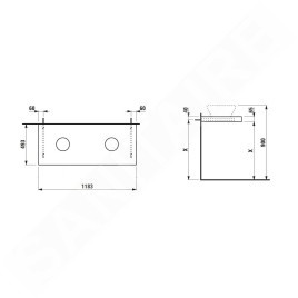 Laufen Lani - Comptoir pour lavabo, 118 cm, découpe G/D, gris H4046741122661