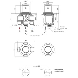 Sapho Robinetterie - Mitigeur thermostatique sur bord de baignoire, installation 2 trous, chrome TH100