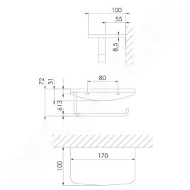 Steinberg 450 - Porte-papier toilette avec étagère, or rose 450 2820 RG