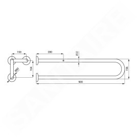 Sanela Poignées - Poignée, longueur 90 cm, inox mat SLZM 20X