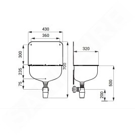 Sanela Vidoirs en inox - Vidoir suspendu 430x320 mm, inox SLVN 05