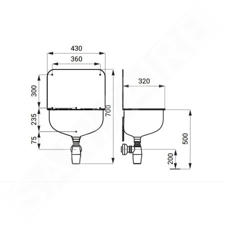Sanela Vidoirs en inox - Vidoir suspendu 430x320 mm, inox SLVN 05