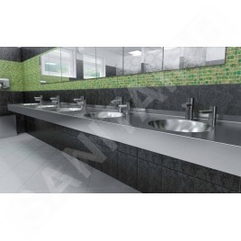 Sanela Robinets Piezo - Mitigeur de lavabo Piezo anti-vandalisme, alimentation 230 V CA/24V CC, inox SLU 93PD