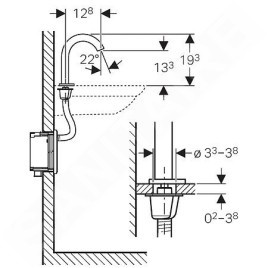 Geberit Piave - Mitigeur de lavabo électronique, sans mélangeur, alimentation par le pile, chrome 116.183.21.1