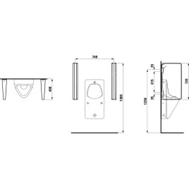 Laufen Cinto - Paroi de séparation pour urinoir, 460 x 90 mm, blanc H8476030000001
