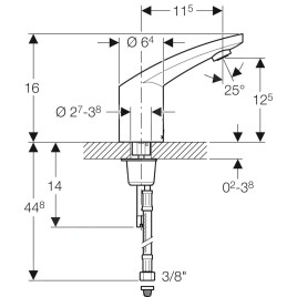 Geberit Public - Robinetterie de lavabo électronique, sans mitigeur, alimentation sur secteur, chrome brillant 116.136.21.1