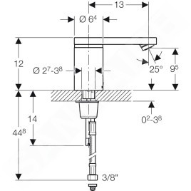 Geberit Public - Robinet de lavabo électronique, avec mitigeur, sans générateur, chrome brillant 116.446.21.1