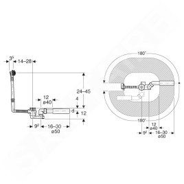 Geberit Accessoires - Garniture de vidage et de trop-plein pour baignoire, longueur 260 mm, kit pour assemblage, chrome