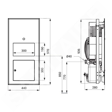 Sanela Lavabos en inox - Lavabo multifonctionnel en inox, montage avant, antivandalisme, mat SLUN 70P