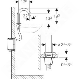 Geberit Piave - Mitigeur de lavabo thermostatiques électroniques, alimentation secteur, chrome 116.187.21.1