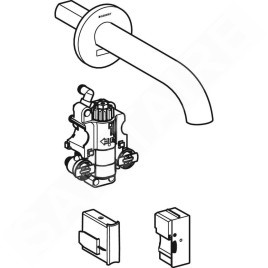 Geberit Piave - Mitigeur de lavabo thermostatique électronique encastré, longueur 220 mm, alimentation secteur, chrome