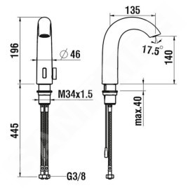 Laufen Curvetronic - Mitigeur de lavabo électronique, avec mélangeur, alimentation secteur, inox brossé HF707153423000