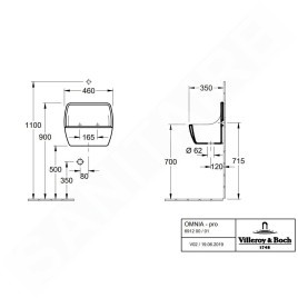 Villeroy & Boch O.novo - Vidoir suspendu 46x35 cm, CeramicPlus, blanc alpin 691201R1