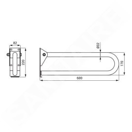 Sanela Poignées - Poignée, longueur 60 cm, rabattable, inox mat SLZM 15X