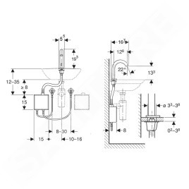 Geberit Piave - Mitigeur de lavabo thermostatique électronique, alimentation secteur, easy to clean, inox brossé 116.167.SN.1