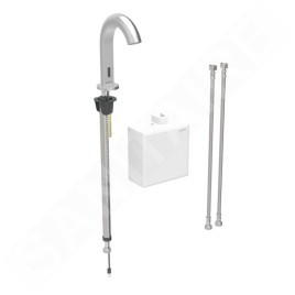 Geberit Piave - Mitigeur de lavabo thermostatique électronique, alimentation par piles, easy to clean, inox brossé 116.168.SN.1