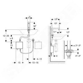 Geberit Brenta - Vanne électronique de lavabo, alimentation  secteur, easy to clean,noir mat 116.171.14.1
