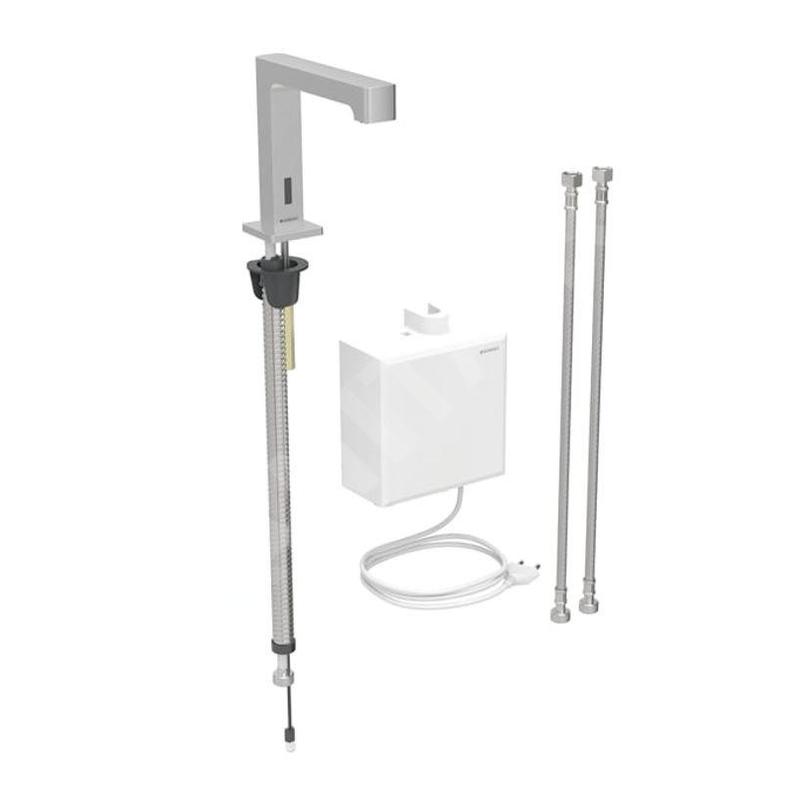 Geberit Brenta - Mitigeur de lavabo thermostatique électronique, alimentation secteur, easy to clean, inox brossé 116.177.SN.1