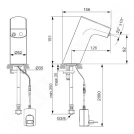 Ideal Standard Intelliflow - Robinet de lavabo électronique, alimentation secteur, chrome A7858AA