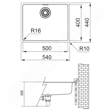 Franke Maris - Évier MRX 110-50, 540x440x180 mm, inox 122.0531.808
