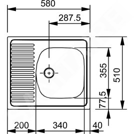Franke Eurostar - Évier en inox ETN 611-58, 580x510 mm + siphon 101.0286.108