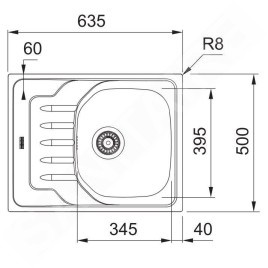 Franke Onda - Évier OLN 611-63, 635x500 mm, inox 101.0613.108