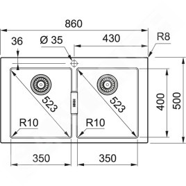Franke Sirius 2.0 - Évier en tectonite S2D 620-86, 860x500 mm, gris 143.0650.970