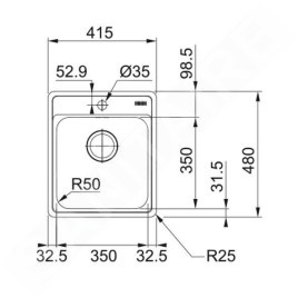 Franke Bell - Évier BCX 610-42, 48x42 cm, inox 101.0698.241