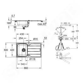 Grohe Éviers - Ensemble évier K500 et mitigeur Minta, inox brossé / chrome 31573SD1