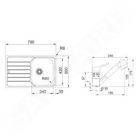 Franke Colonnes - Ensemble N79, évier inox SKN 611-79 et robinetterie FC 9547.031, inox/chrome 101.0618.832