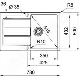 Franke Sirius 2.0 - Évier en Tectonique S2D 611-78, 780x500 mm, blanc 143.0613.581