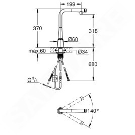 Grohe Zedra SmartControl - Mitigeur d'évier avec douchette extractible, SmartControl, supersteel 31593DC2