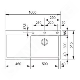Franke Mythos - Évier en fragranit MTG 611/2, 1000x515 mm, blanc artic 114.0150.003