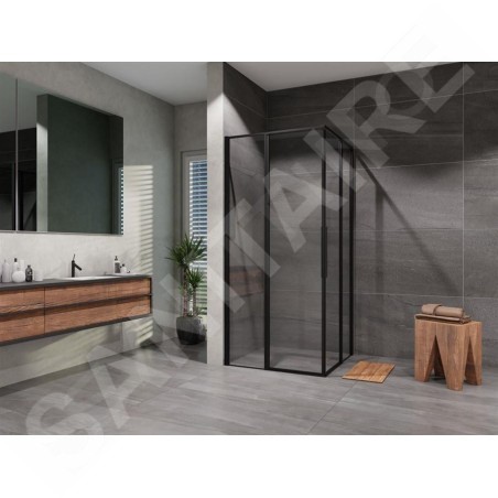 Lansanit LUX Slim Tadao - Cabine de douche Black Line 900x900 mm, noir mat / verre clair PRD99-B
