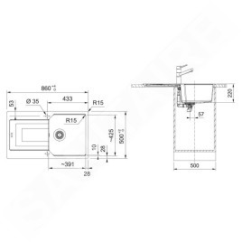 Franke Urban - Évier en fragranit UBG 611-86, 860x500 mm, cachemire 114.0700.110