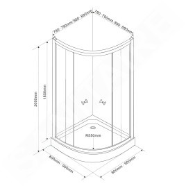 Aqualine Cabines de douche - Cabine de douche Arlen 900x900 mm, verre BRICK BTR900