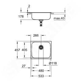 Grohe Éviers - Évier K200, 533x458 mm, inox brossé 31719SD0