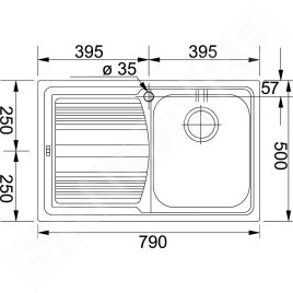 Franke Logica - Évier en inox LLX 611/7, 790x500 mm 101.0120.188