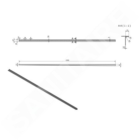 Sapho Canniveaux de vidage - Barre de drainage pour gouttière, longueur 1500 mm, droite, acier inoxydable brossé SPD1512-P