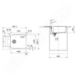 Franke Urban - Évier en fragranit UBG 611-78 BB, 780x500 mm, sable 114.0700.106