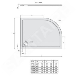 Polysan Receveurs de douche - Receveur de douche Rena R, 1200x900 mm, marbre de synthèse, droit, blanc 65611