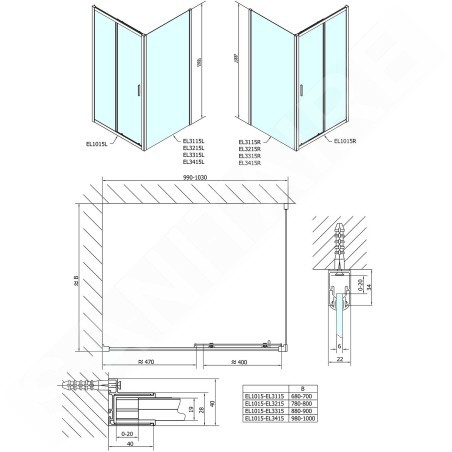 Polysan Easy Line - Porte de douche 1000 mm, aluminium poli/verre clair EL1015
